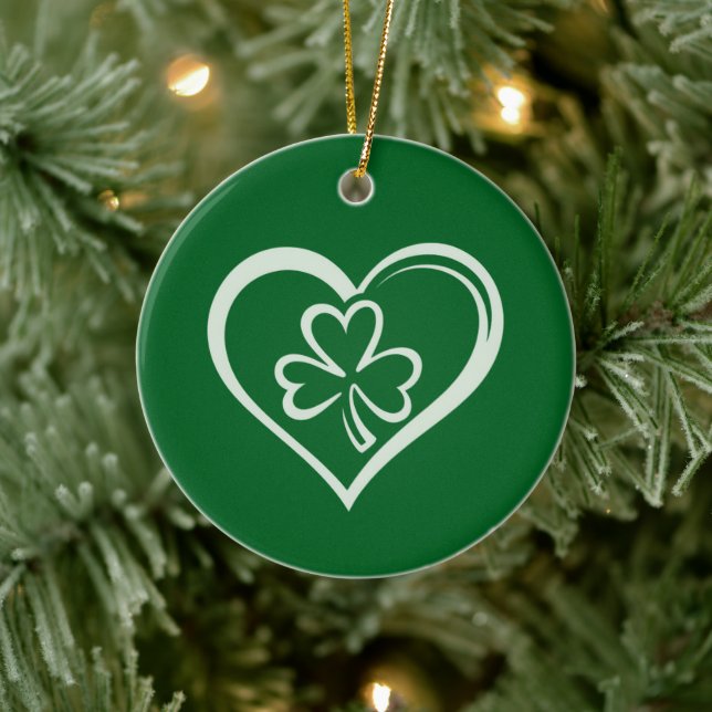 Saint Patrick's Day Funny Shamrock Heart Irish  Ceramic Tree Decoration (Tree)