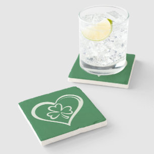Saint Patrick's Day Funny Shamrock Heart Irish Stone Coaster