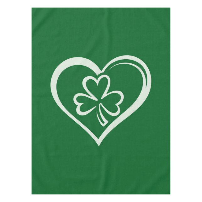 Saint Patrick's Day Funny Shamrock Heart Irish  Tablecloth (Front)