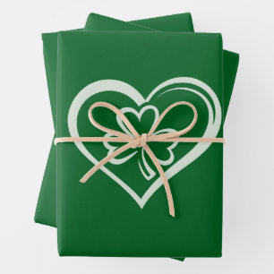 Saint Patrick's Day Funny Shamrock Heart Irish Wrapping Paper Sheet