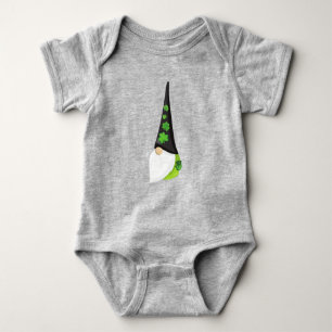 Saint Patrick's Day Gnome, Cute Gnome, Clovers Baby Bodysuit