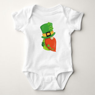 Saint Patrick's Day Gnome, Leprechaun Hat, Clovers Baby Bodysuit