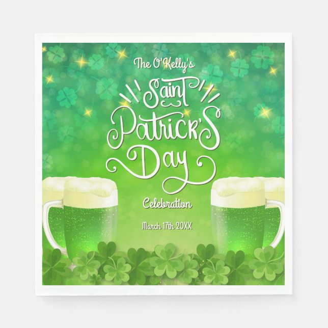 Saint Patrick's Day Green Beer Party Napkin (Front)