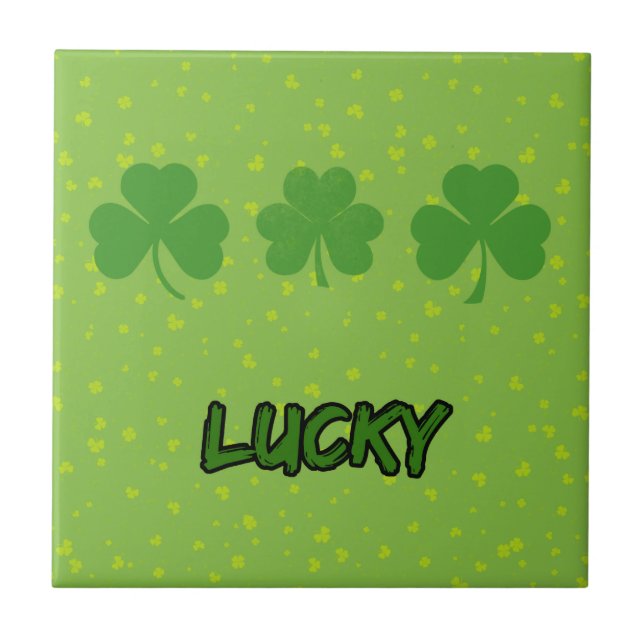 Saint Patrick's Day, Green Clovers, Lucky Clovers Tile (Front)