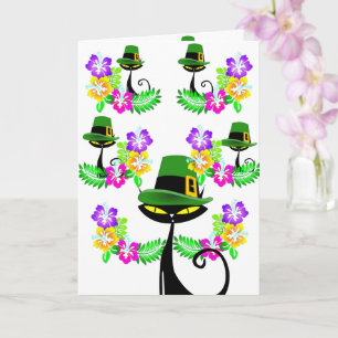 Saint Patrick's Day Greeting Card Cat Floral