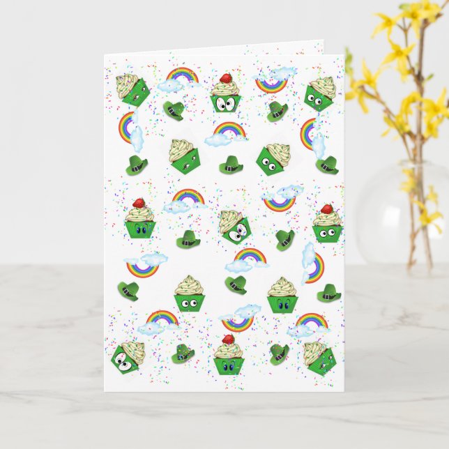 Saint Patrick's Day Greeting Card Cupcakes (Yellow Flower)