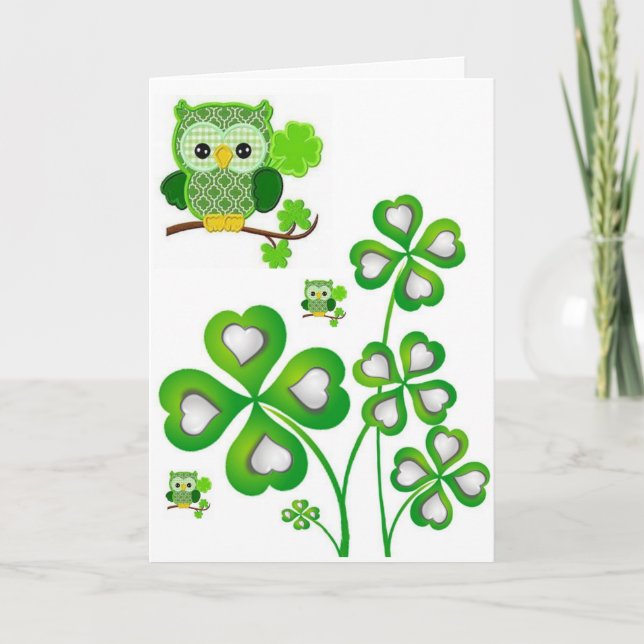 Saint Patrick's Day Greeting Card Owl (Front)