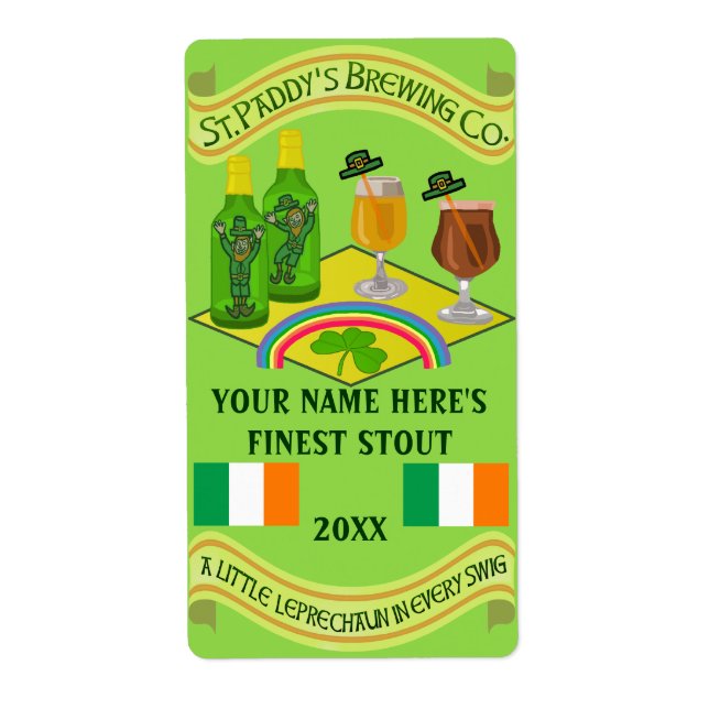 Saint Patrick's Day Home Brew Beer Bottle Label (Front)