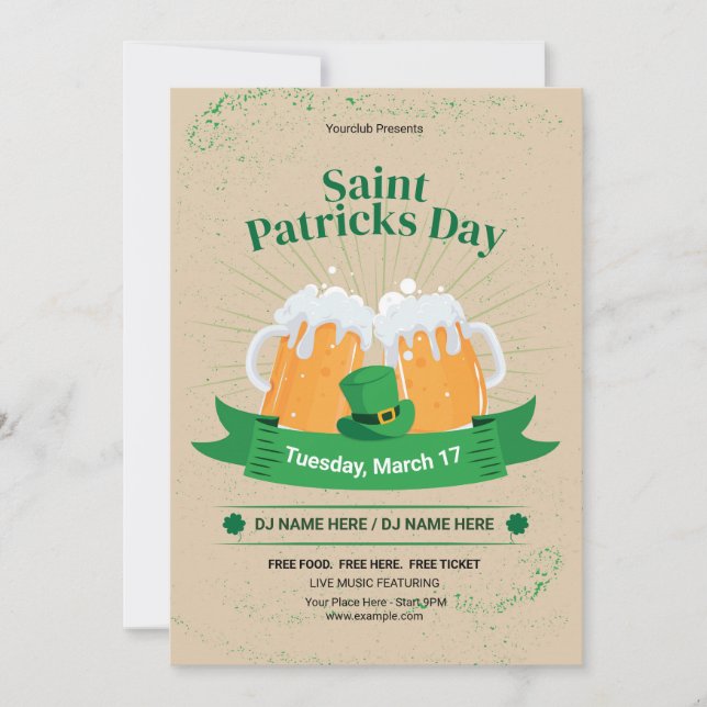 Saint patrick's day invitation flyer template (Front)