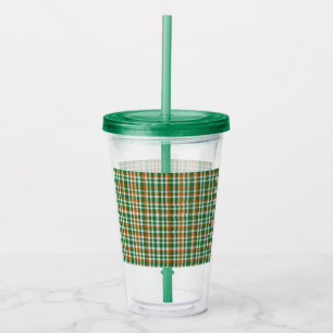  Saint Patrick's day Ireland Flag coloured gingham Acrylic Tumbler