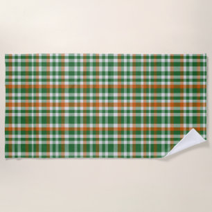 Saint Patrick's day Ireland Flag coloured gingham Beach Towel
