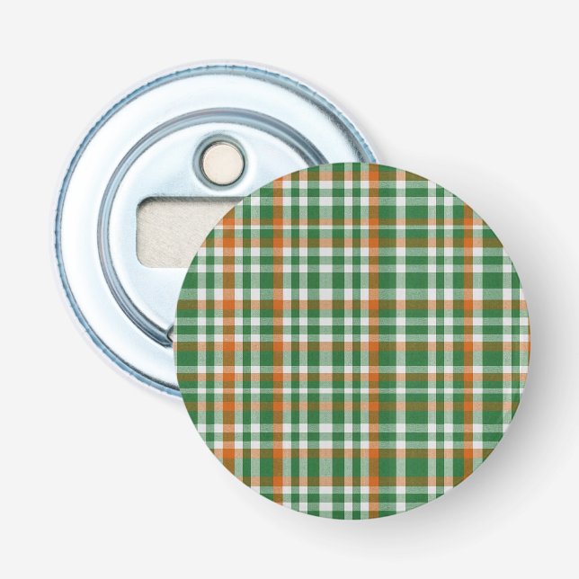  Saint Patrick's day Ireland Flag coloured gingham Bottle Opener (Front)