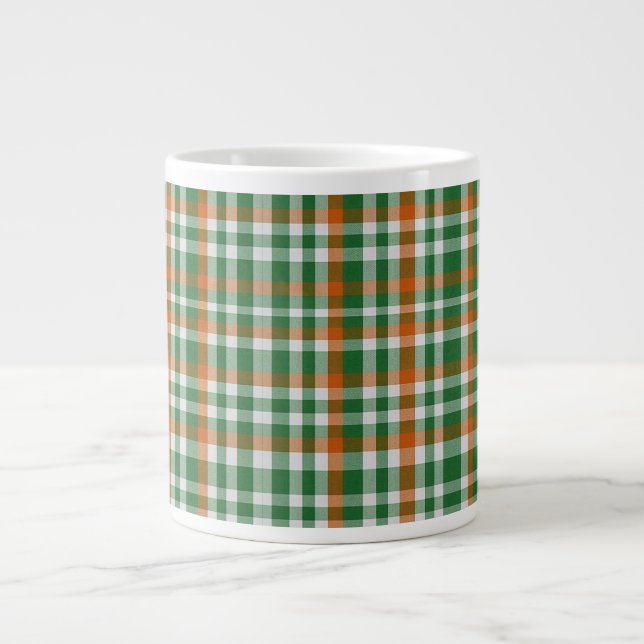  Saint Patrick's day Ireland Flag coloured gingham Large Coffee Mug (Front)