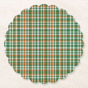  Saint Patrick's day Ireland Flag coloured gingham Paper Coaster