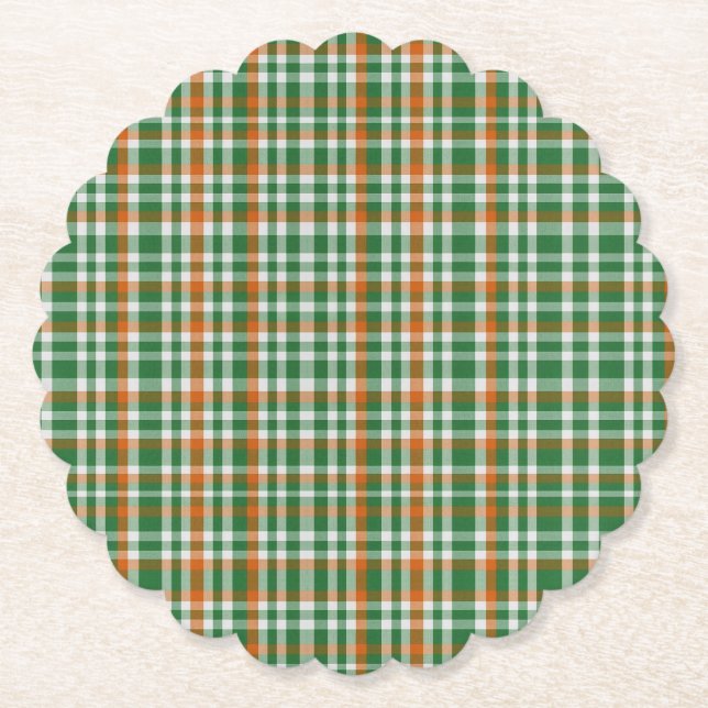  Saint Patrick's day Ireland Flag coloured gingham Paper Coaster (Front)