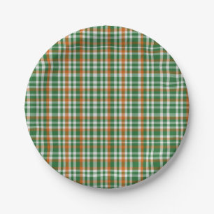 Saint Patrick's day Ireland Flag coloured gingham Paper Plate