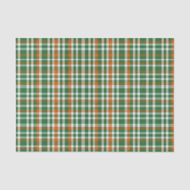  Saint Patrick's day Ireland Flag coloured gingham Tissue Paper (Front)