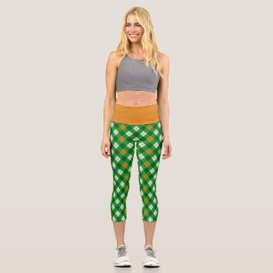  Saint Patrick's Day Irish colored argyle Capri Leggings