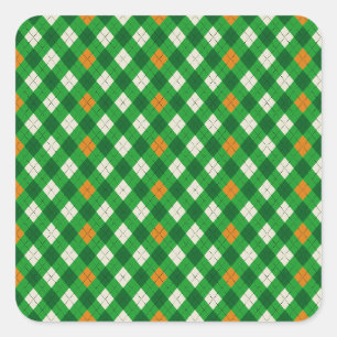 Saint Patrick's Day Irish colored argyle Square Sticker