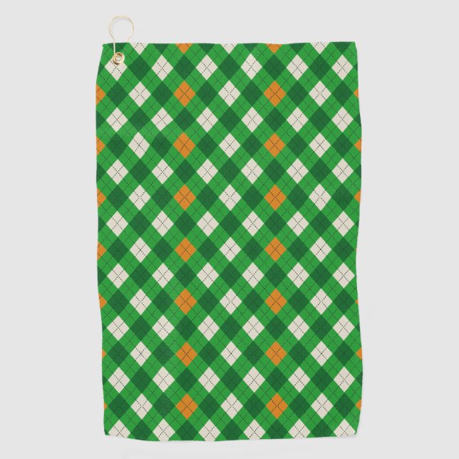  Saint Patrick's Day Irish coloured argyle Golf Towel (Front)