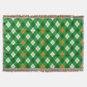 Saint Patrick's Day Irish coloured argyle Throw Blanket