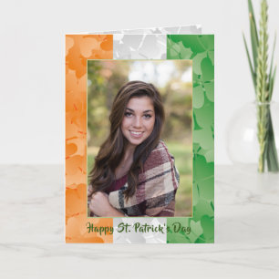 Saint Patrick's Day Irish flag clovers photo frame Card