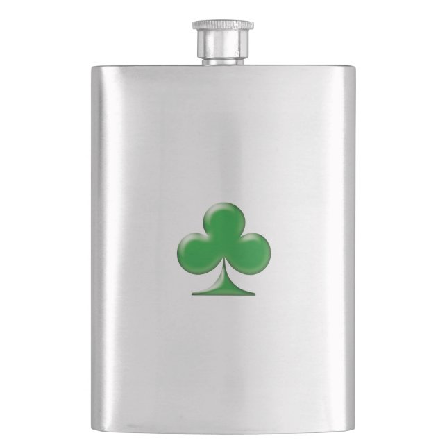 Saint Patrick's Day Irish Green Clover Shamrock Hip Flask (Front)