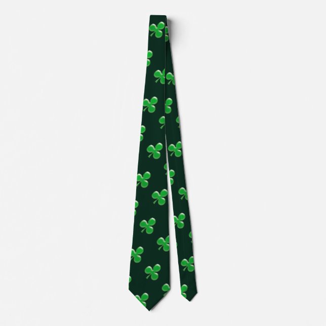 Saint Patrick's Day Irish Green Clover Shamrock Tie (Front)
