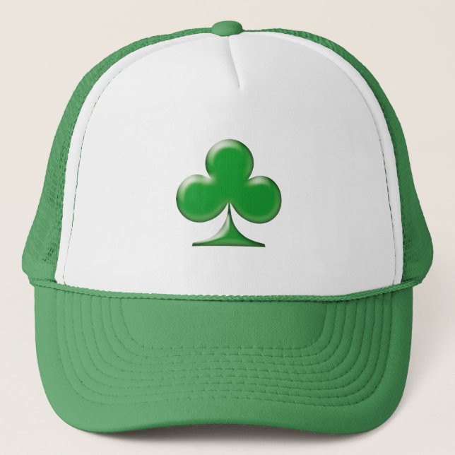 Saint Patrick's Day Irish Green Clover Shamrock Trucker Hat (Front)