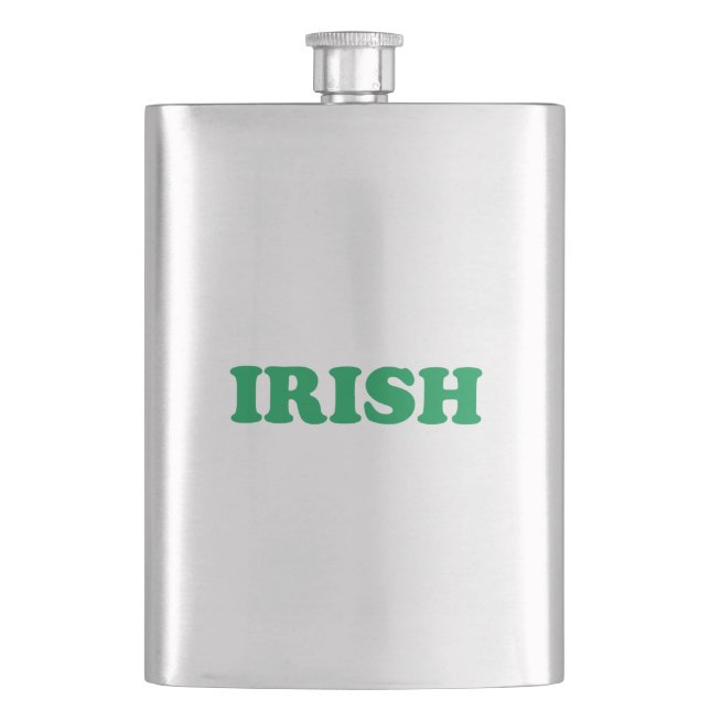 Saint Patrick's Day Irish Green letters Hip Flask (Front)