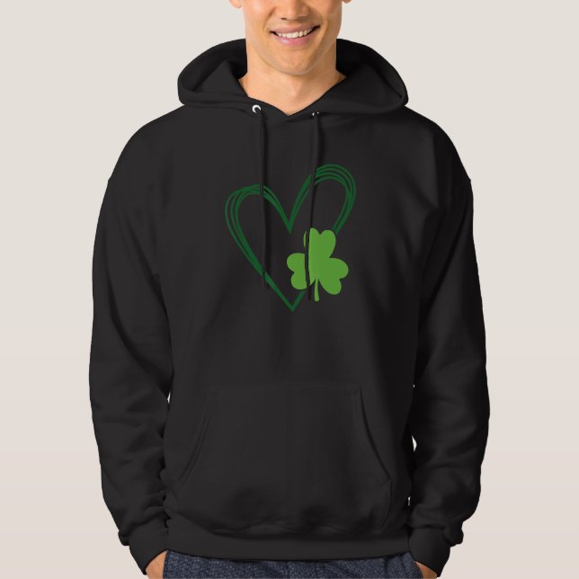 Saint Patrick's Day Irish Shamrock Heart For Men W Hoodie (Front)
