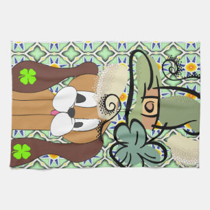 Saint Patrick's Day Kitchen Hand Towel Dog