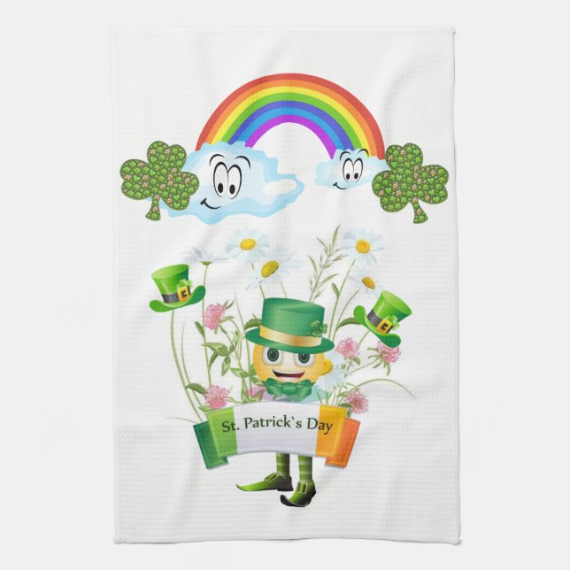 Saint Patrick's Day Kitchen Hand Towel Leprechaun (Vertical)
