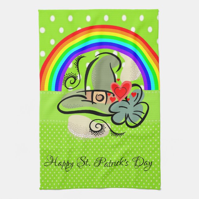 Saint Patrick's Day Kitchen Hand Towel Rainbow (Vertical)