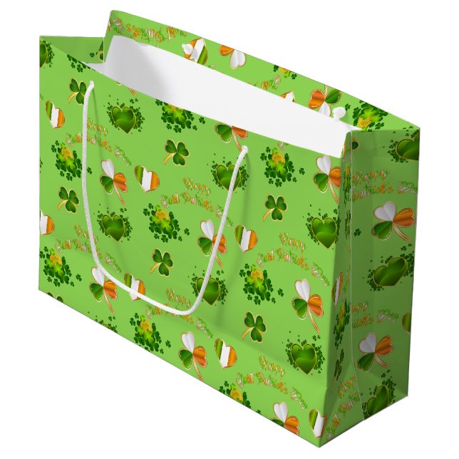 Saint Patrick's Day Large Gift Bag (Front Angled)