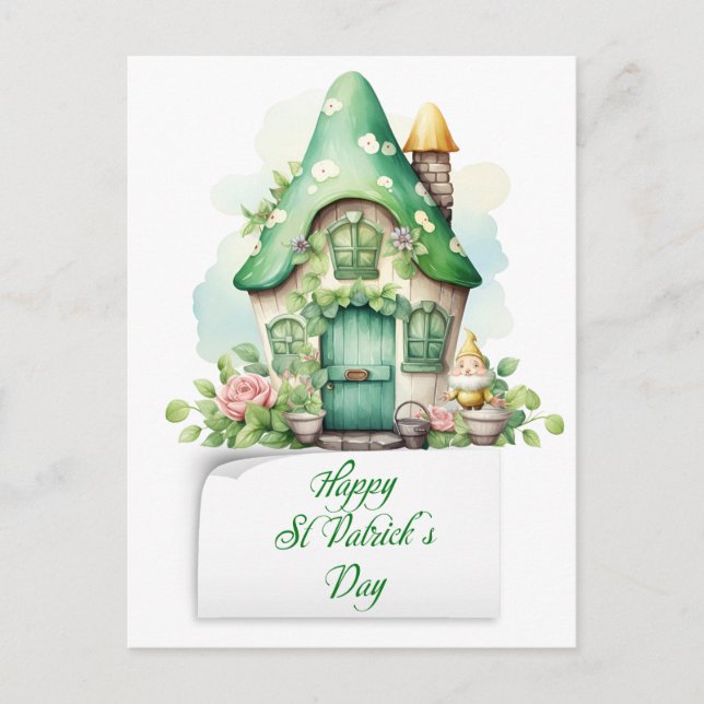 Saint Patrick's Day Leprechaun House  Holiday Postcard (Front)