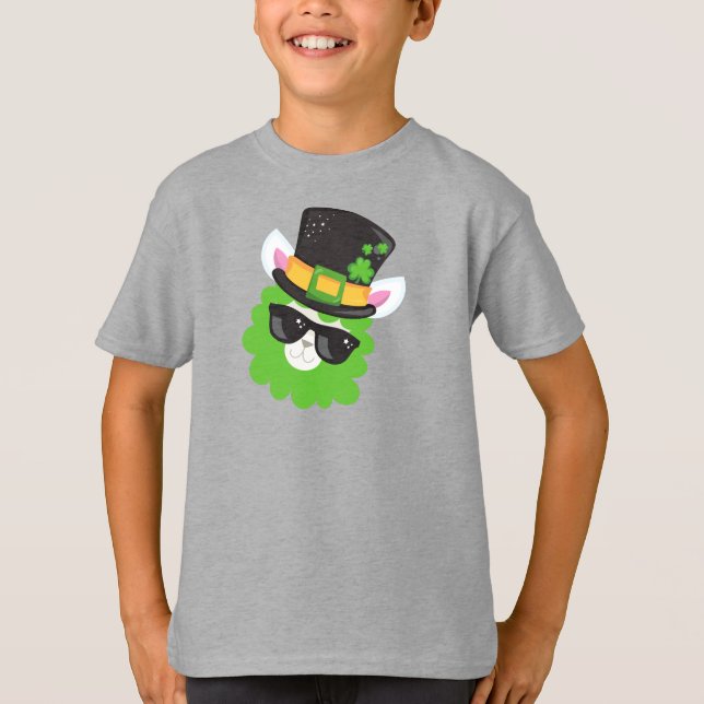 Saint Patrick's Day, Llama, Alpaca, Leprechaun Hat T-Shirt (Front)