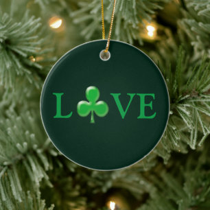 Saint Patrick's Day Love Green Clover Shamrock Ceramic Tree Decoration