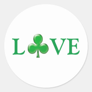Saint Patrick's Day Love Green White Clover Classic Round Sticker