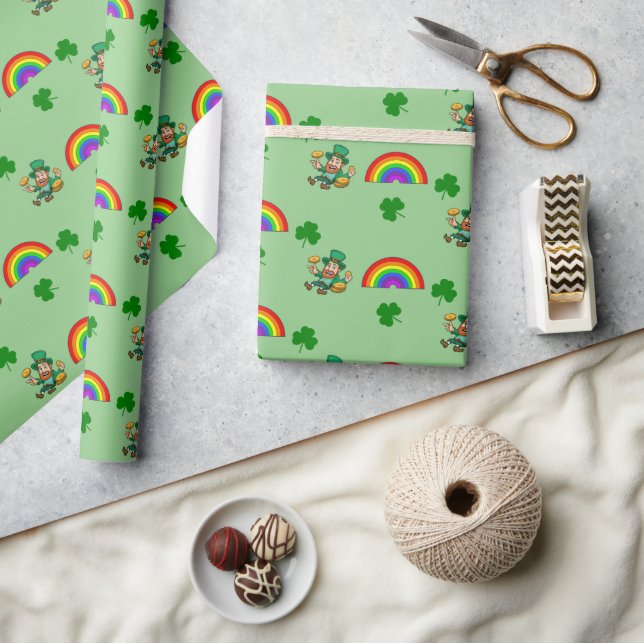 Saint Patrick's Day lucky rainbow leprechaun Wrapping Paper (Crafts)