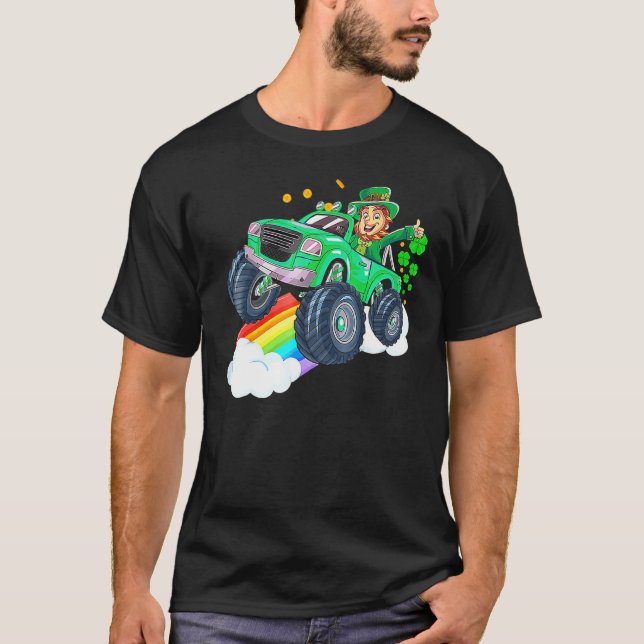 Saint Patricks Day Monster Truck For Boys Toddlers T-Shirt (Front)