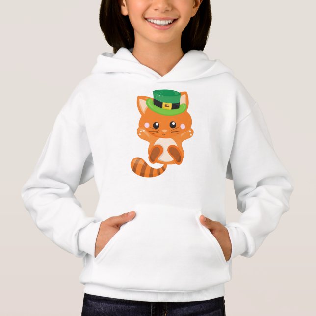 Saint Patrick's Day, Orange Cat, Leprechaun Hat (Front)
