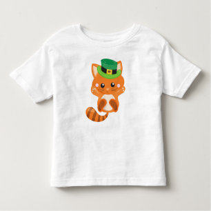 Saint Patrick's Day, Orange Cat, Leprechaun Hat Toddler T-Shirt
