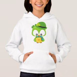 Saint Patrick's Day Owl, Clovers, Leprechaun Hat