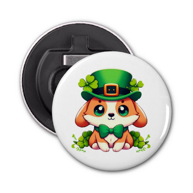 Saint Patricks' Day puppy  Bottle Opener (Front)