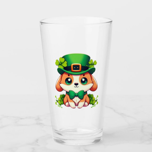 Saint Patricks' Day puppy  Glass (Front)