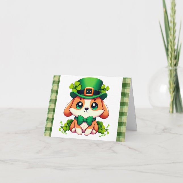 Saint Patricks' Day puppy Holiday Card (Front)