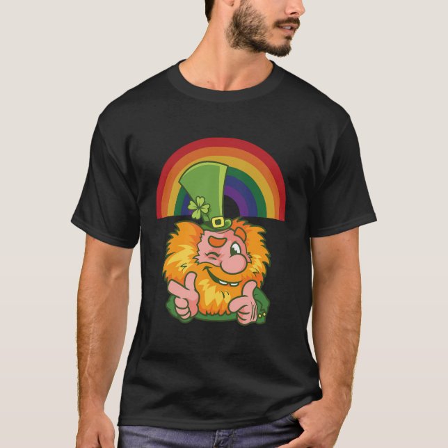 Saint Patrick'S Day Rainbow Leprechaun T-Shirt (Front)