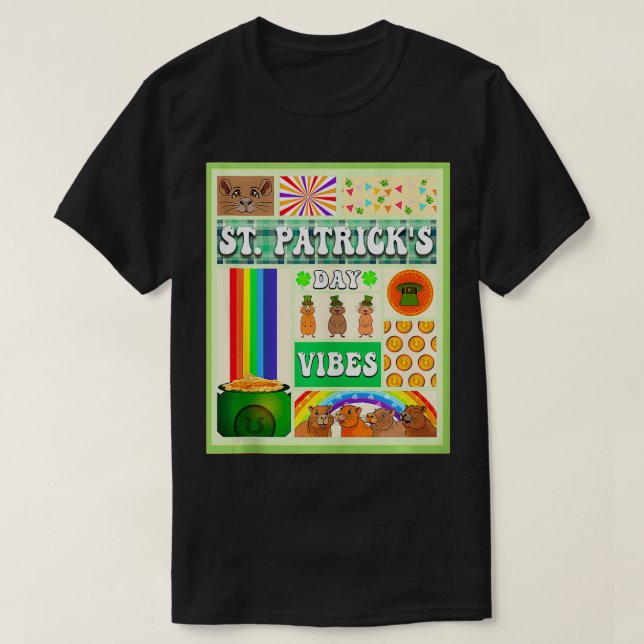 Saint Patricks Day Retro Capybara Plush Pets Funny T-Shirt (Design Front)