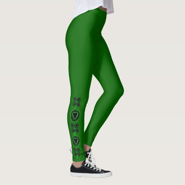 Saint Patrick's Day Shamrock Heart Leggings 7 (Right)